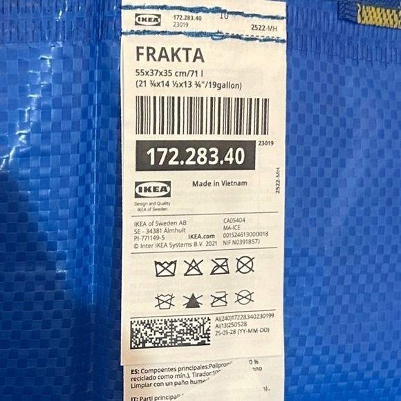 IKEA FRAKTA Large Blue Shopping Bag 19 Gallon Heavy Duty Storage Tote 172.283.40 - Picture 4 of 4